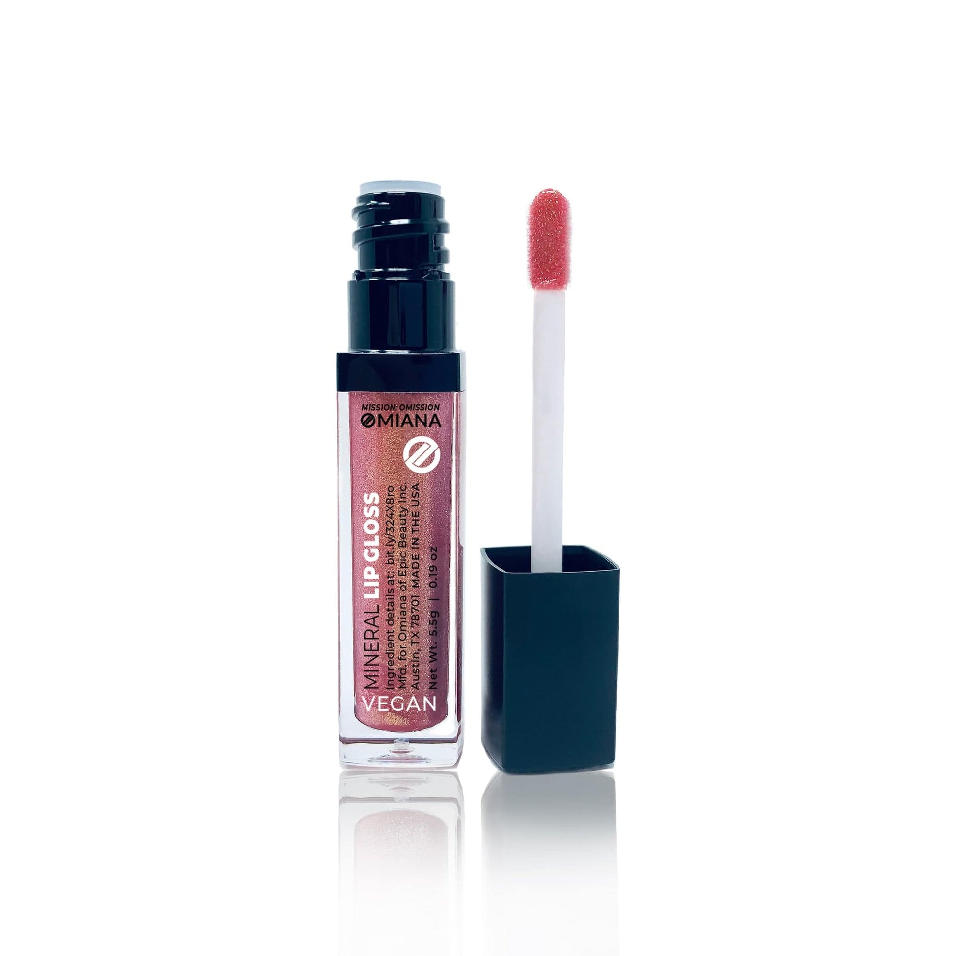 Omiana Natural Cosmetics Lipgloss Pink Coral Mineral Vegan Lip Gloss - Titanium Dioxide-Free, Tocopheryl Acetate-Free